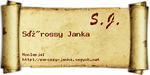 Sárossy Janka névjegykártya
